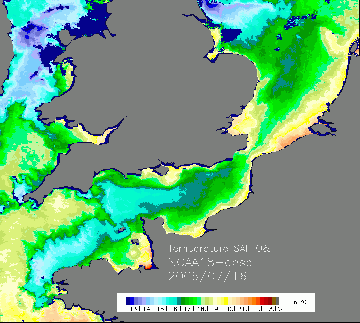 Image infrarouge par satellite de la temperature de la surface de la mer, le 16/7/2006.