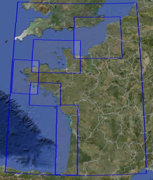 Extension des modèles 2D rang 1 (Manche Gascogne) et 5 rangs 2 (Manche Est, Manche Ouest, Finistère, Sud Bretagne, Aquitaine)